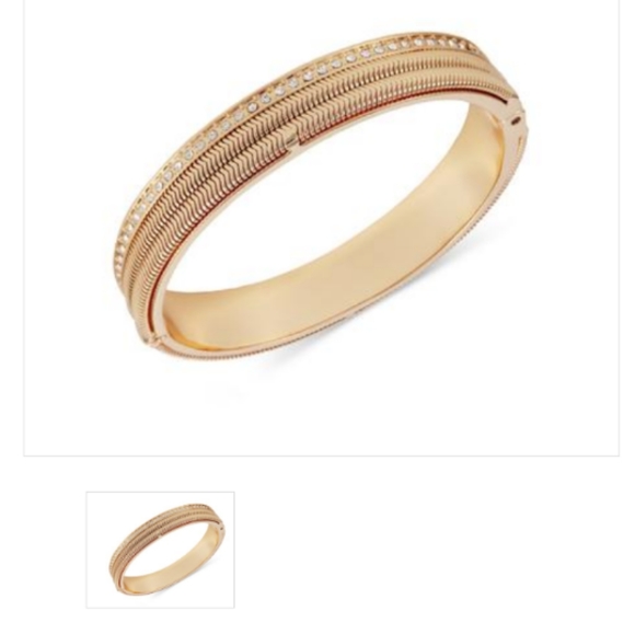 Guess Gold-Tone Pave & Snake Chain Bangle Bracelet  - Picture 2 of 4